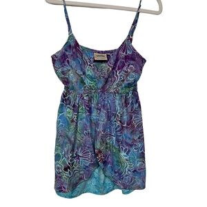 Santiki Womens Spaghetti Strap Babydoll Top Y2K Teal Size Large Junior Festival